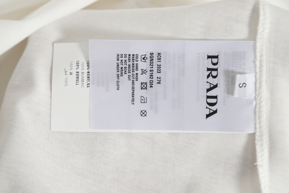 PRADA PRD 23SS Triangular Rhinestone Logo Short Sleeve T-Shirt
