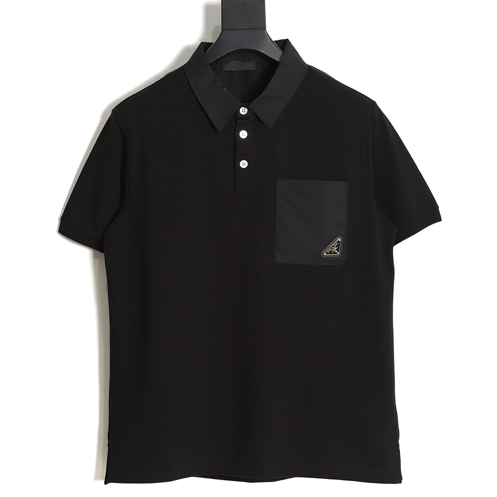 Prada classic iron pocket logo short-sleeved POLO shirt TSK1