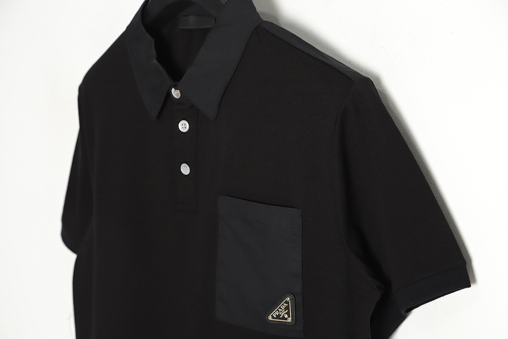 Prada classic iron pocket logo short-sleeved POLO shirt TSK1