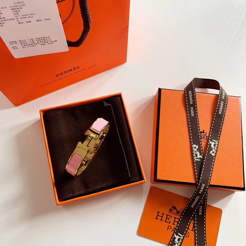 HERMES Clic H bracelet pink