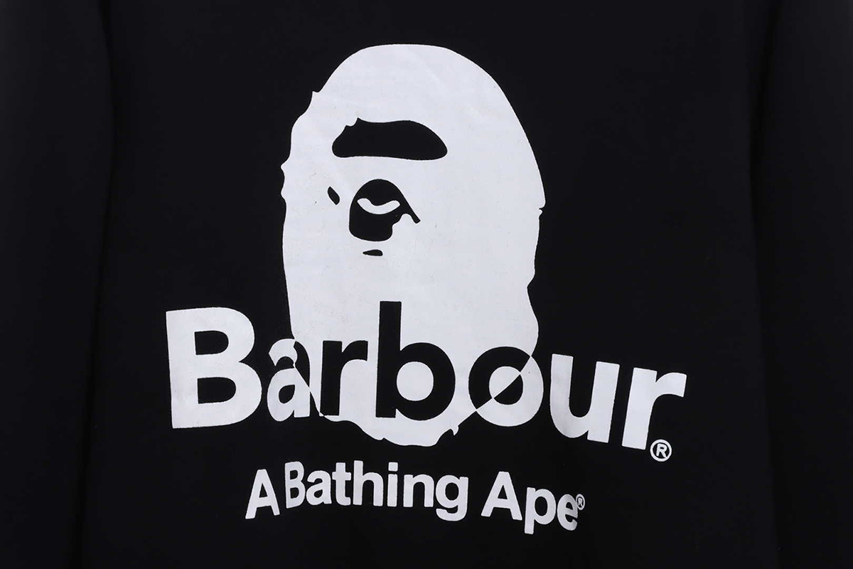 BARBOUR X BAPE CREWNECK SWEATSHIRT BLACK