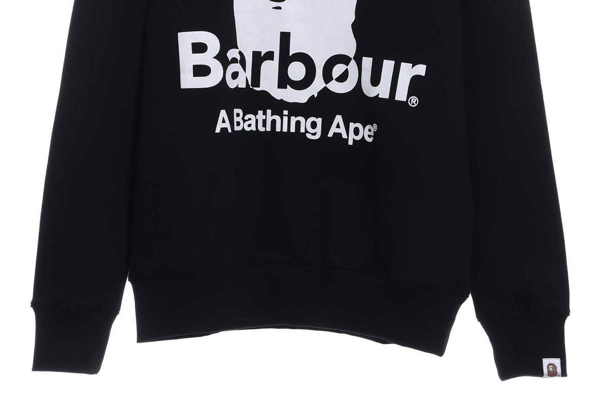 BARBOUR X BAPE CREWNECK SWEATSHIRT BLACK