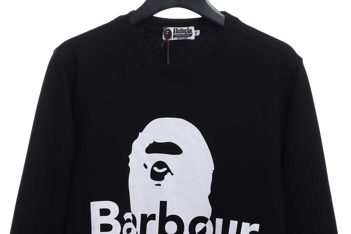 BARBOUR X BAPE CREWNECK SWEATSHIRT BLACK