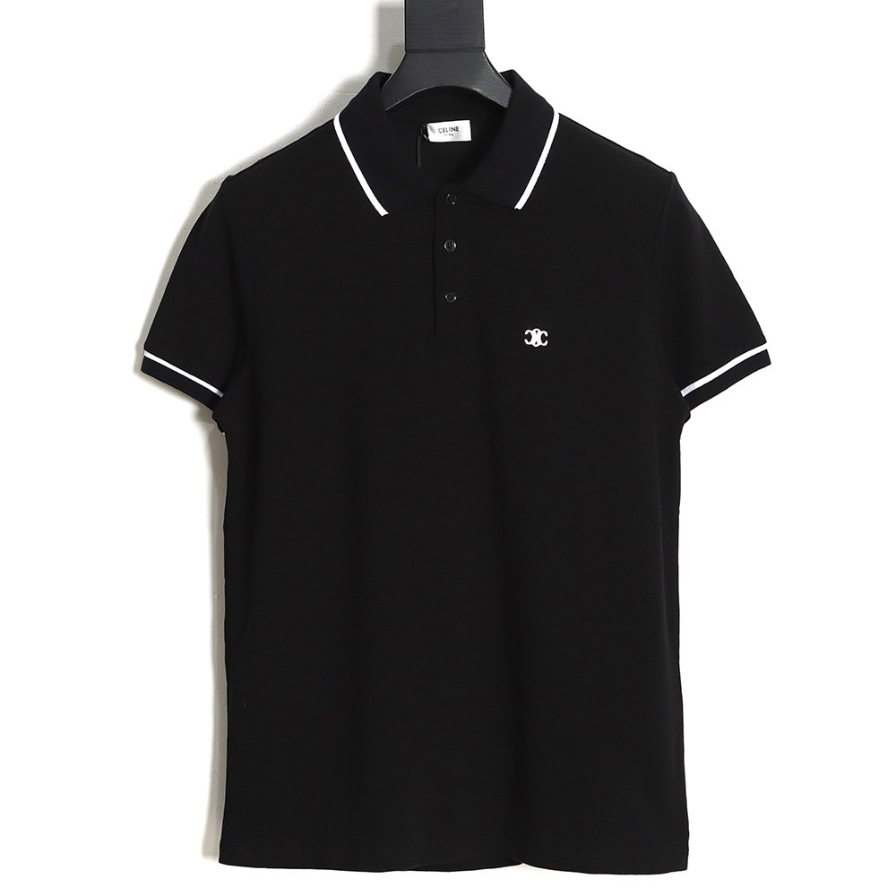 CELINE 23SS chest embroidery short-sleeved polo shirt TSK1