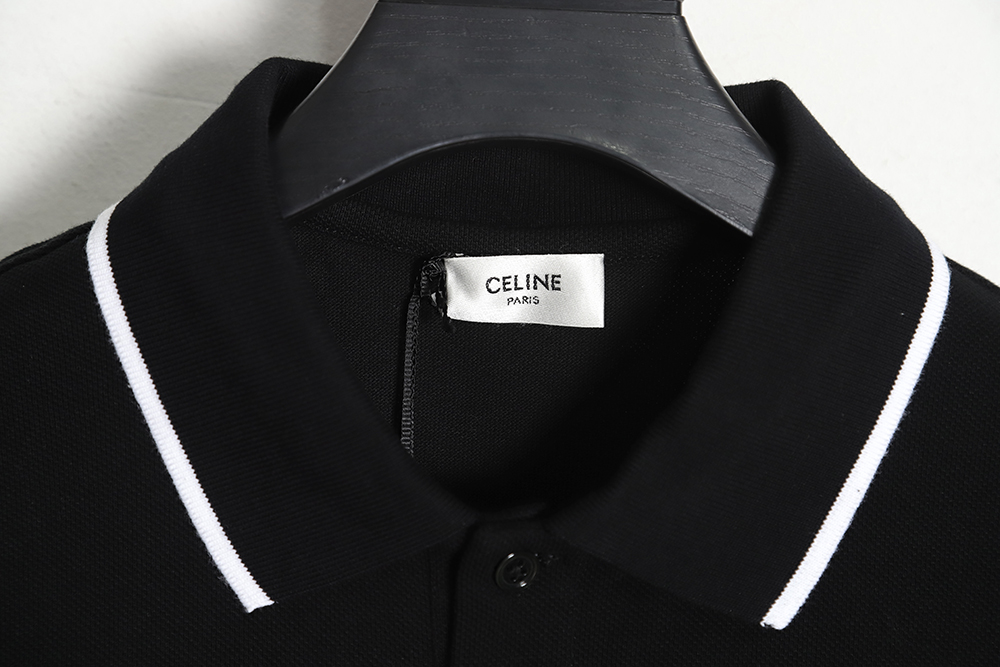 CELINE 23SS chest embroidery short-sleeved polo shirt TSK1