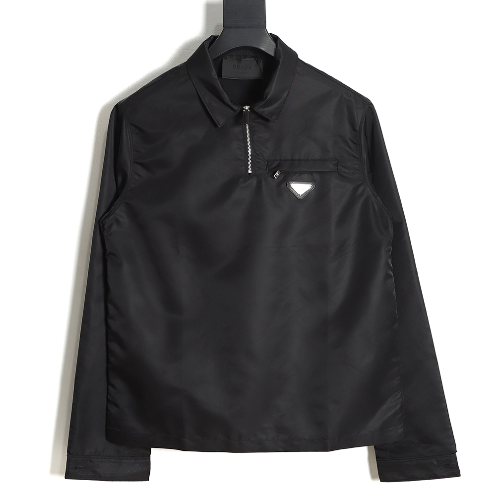 Prada 23SS Half Zip Nylon Long Sleeve Shirt