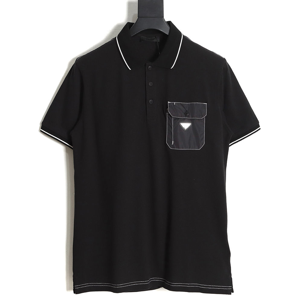 Prada 23ss chest pocket triangle logo short-sleeved Polo shirt TSK1