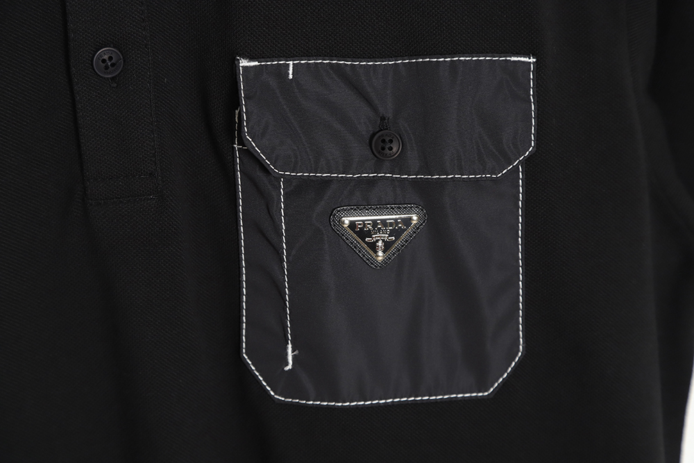 Prada 23ss chest pocket triangle logo short-sleeved Polo shirt TSK1