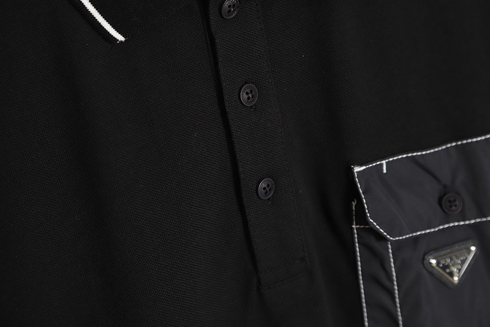 Prada 23ss chest pocket triangle logo short-sleeved Polo shirt TSK1