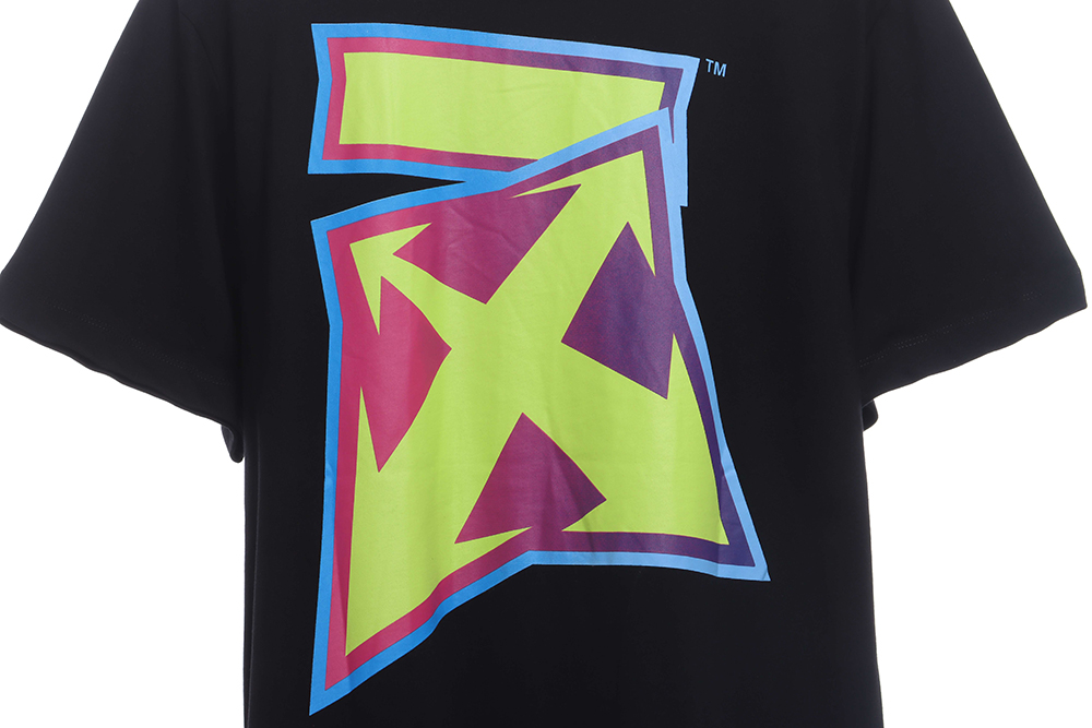 Off White deformed 3D three-dimensional colorful graffiti arrOff White short sleeves