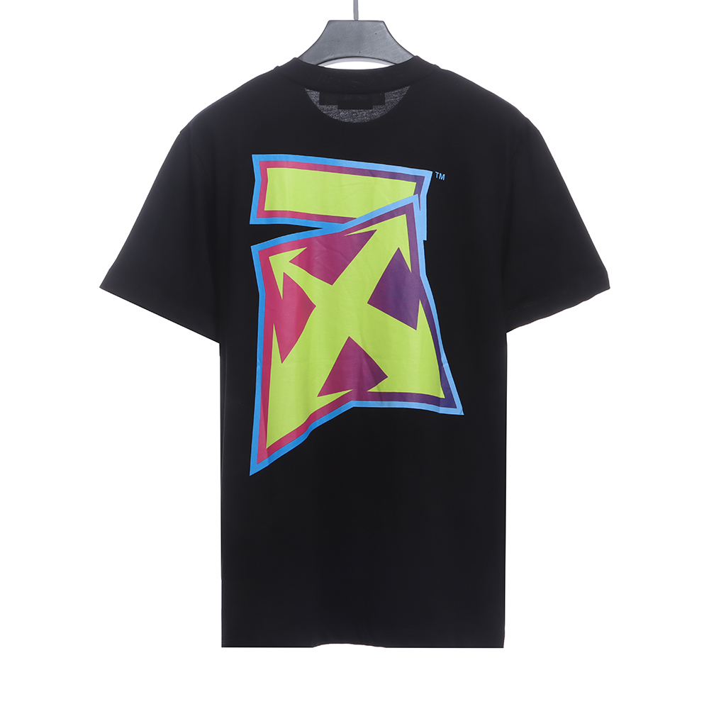Off White deformed 3D three-dimensional colorful graffiti arrOff White short sleeves