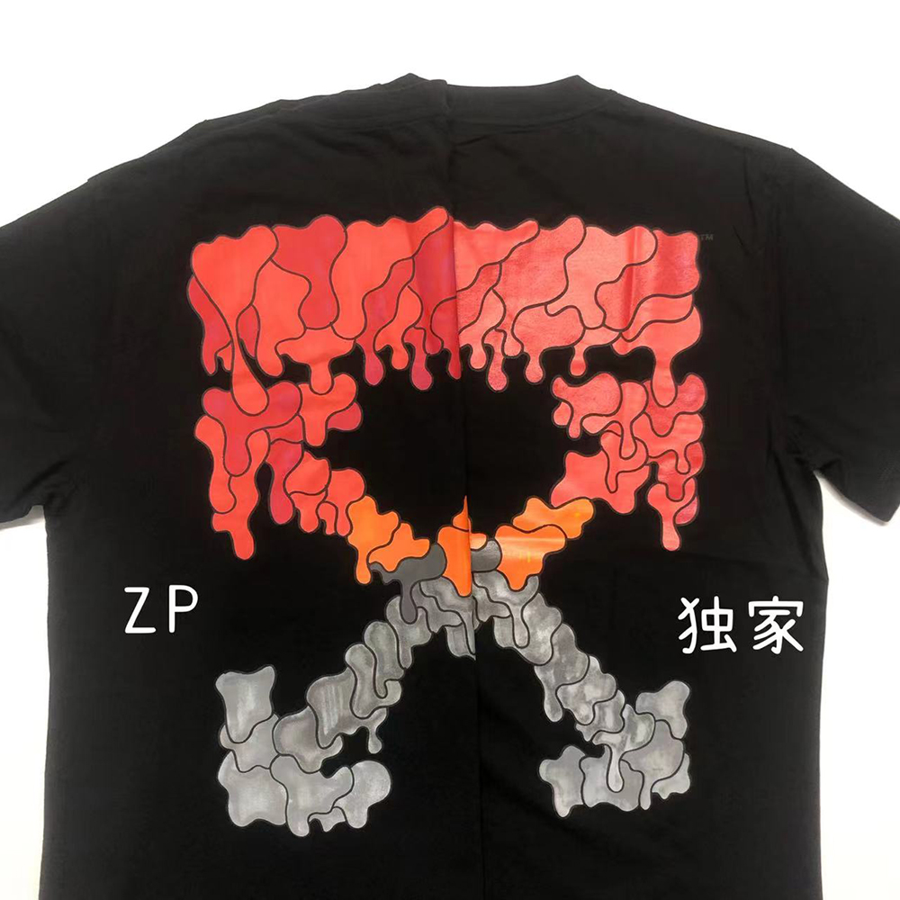 Off White Red Gray Dissolving Gradient Short Sleeve