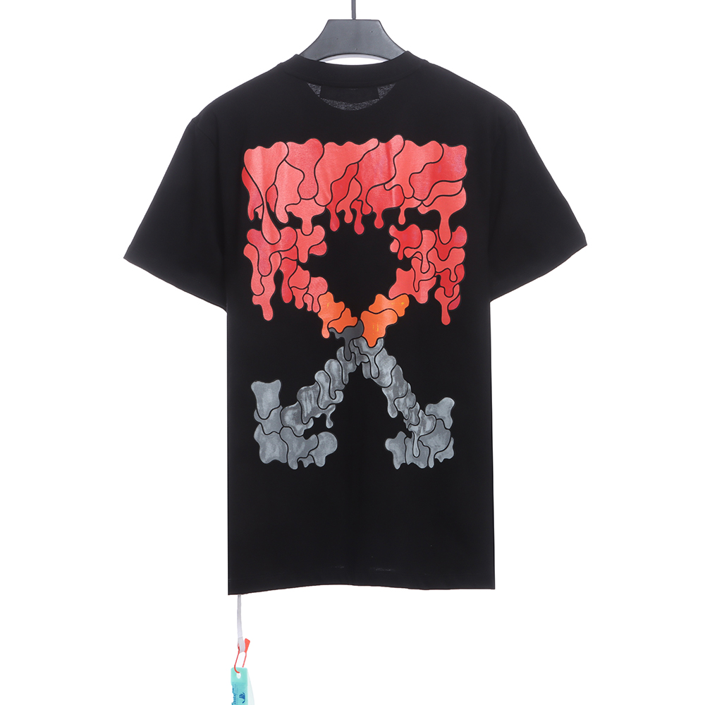 Off White Red Gray Dissolving Gradient Short Sleeve