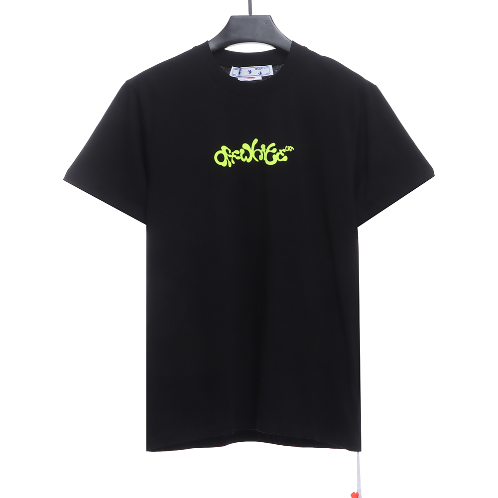 Off White Green Paint Letter ArrOff White Short Sleeve