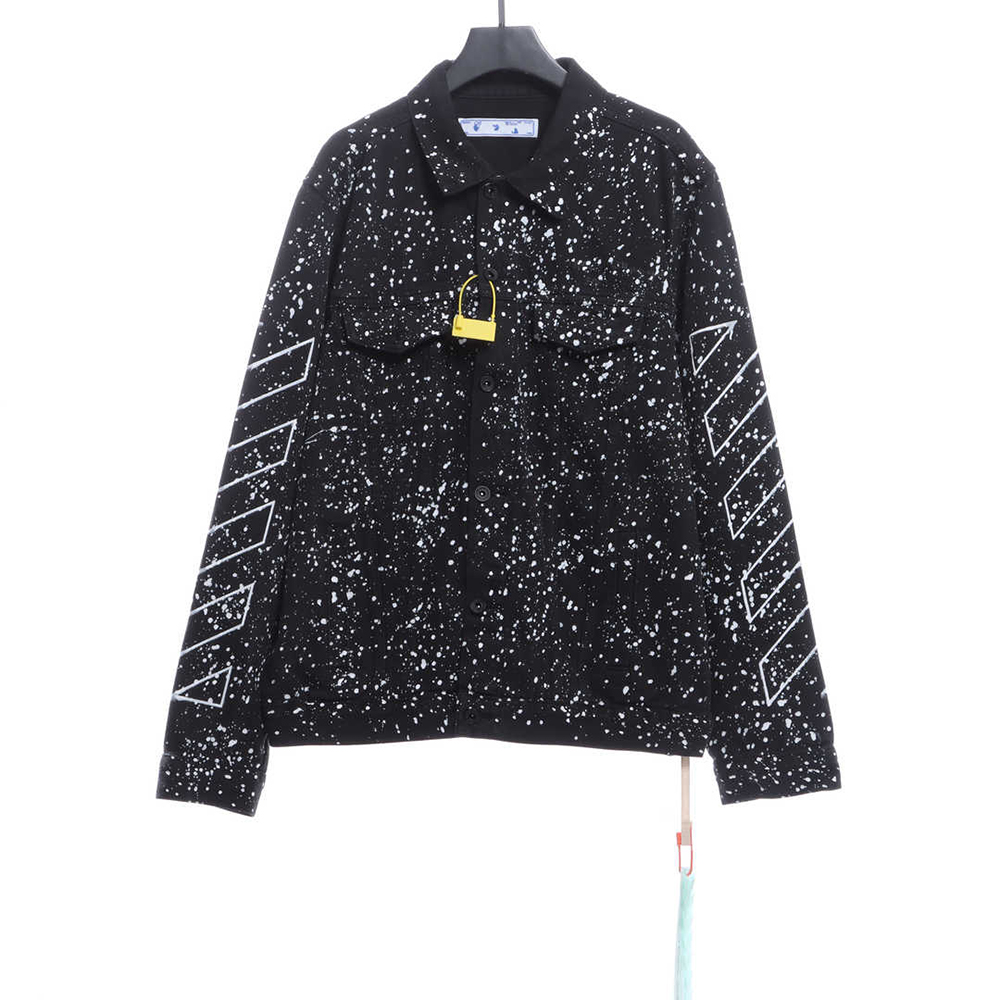 Off White black and white paint splatter denim jacket