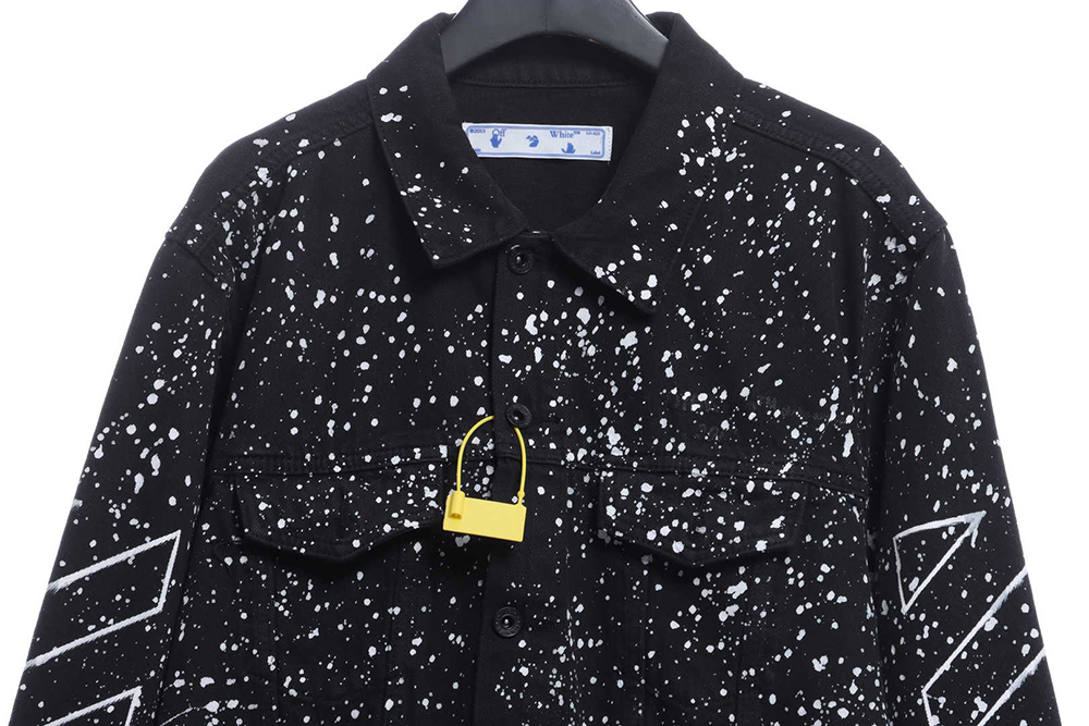 Off White black and white paint splatter denim jacket