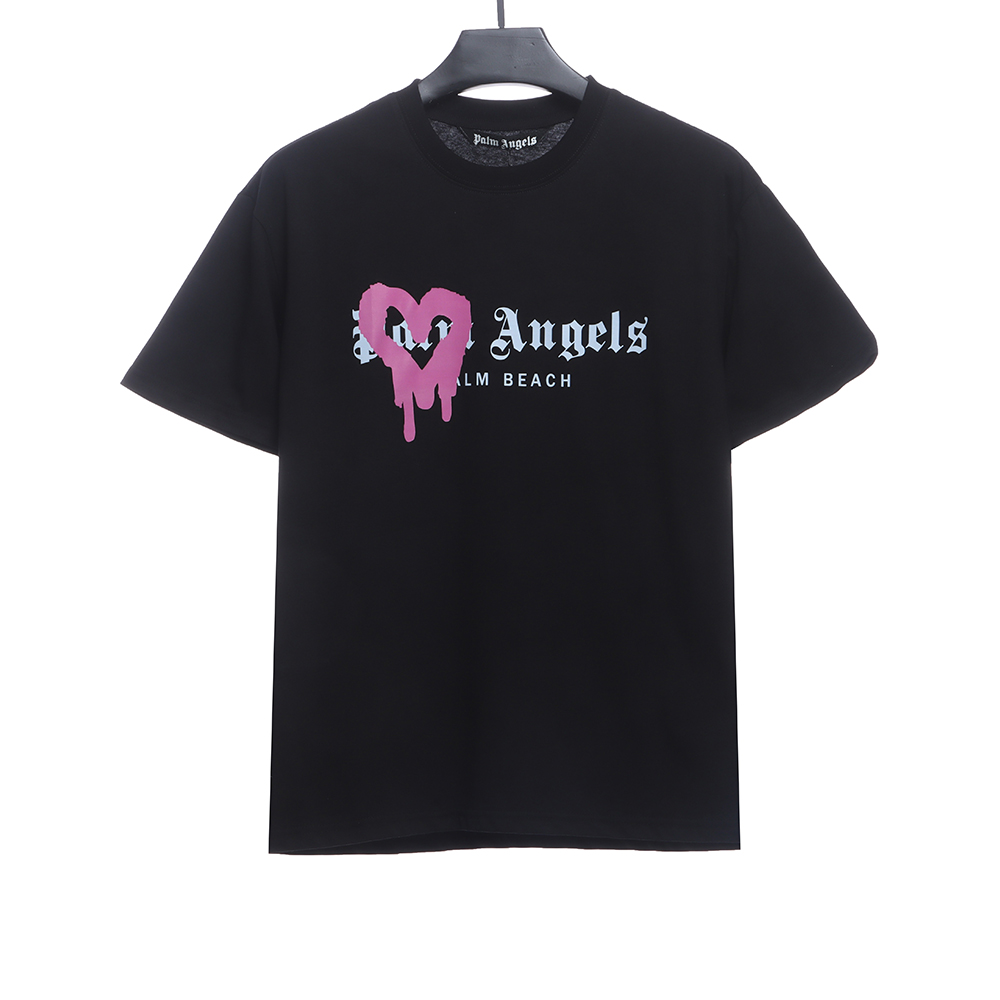 Palm Angels Heart Spray Print Short Sleeve TSK3