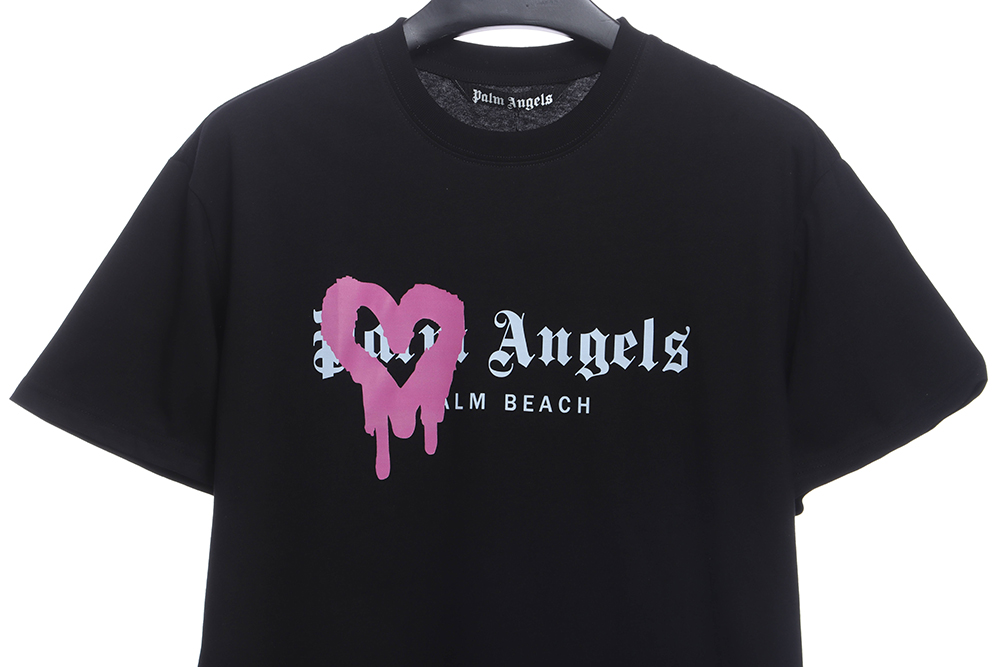 Palm Angels Heart Spray Print Short Sleeve TSK3