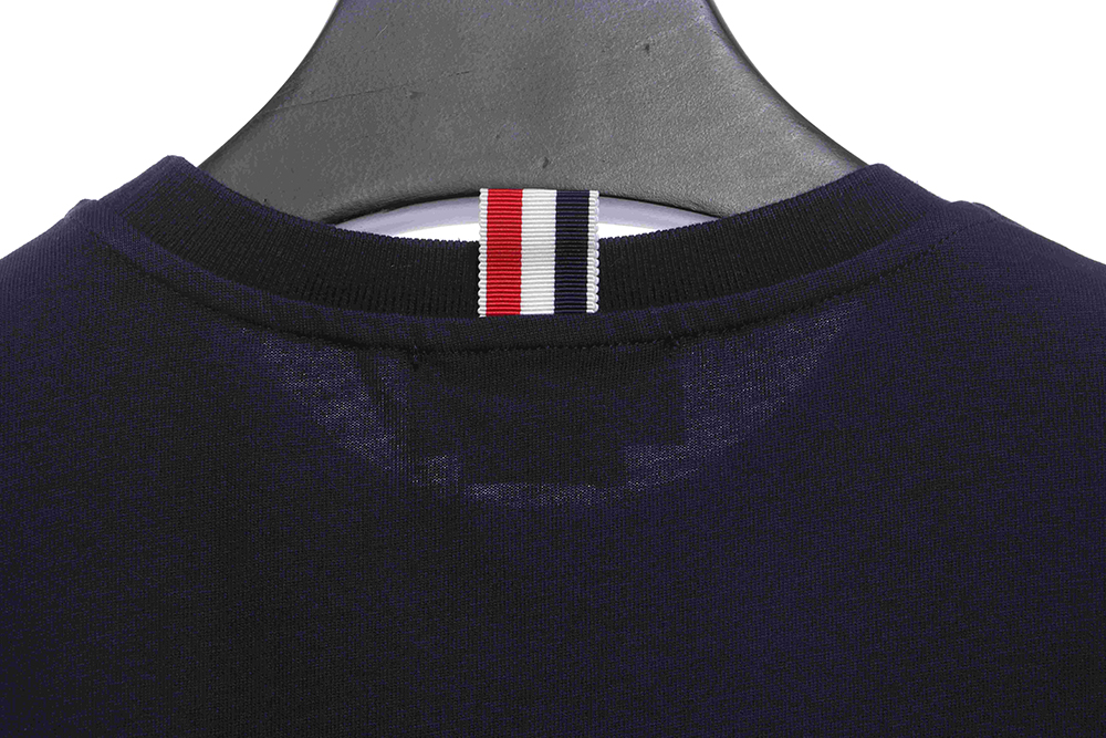 Thom Browne red, white and blue striped webbing overlock short sleeve TSK2