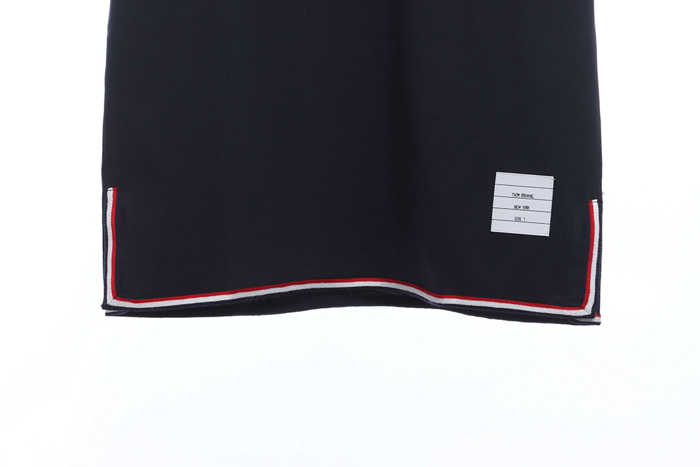 Thom Browne red, white and blue striped webbing overlock short sleeve TSK2