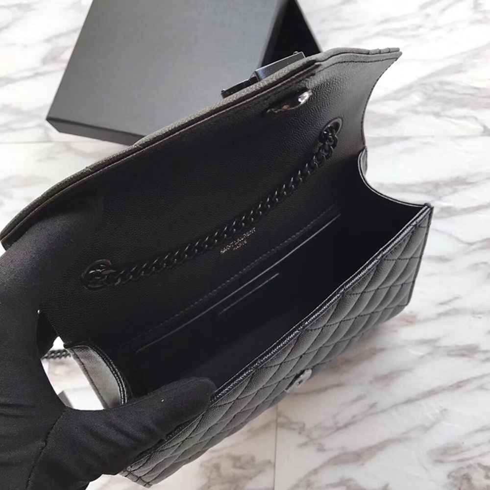 Saint Laurent Envelope Embossed Leather Bags Black 600195 21*13*6cm