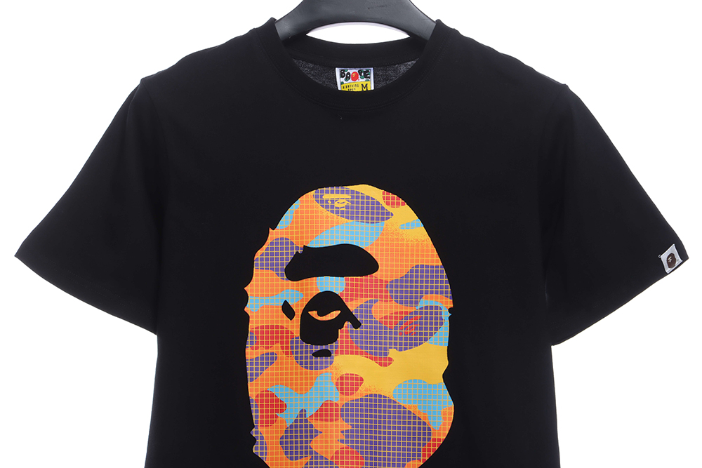 BAPE grid camouflage ape head short sleeve TSK1