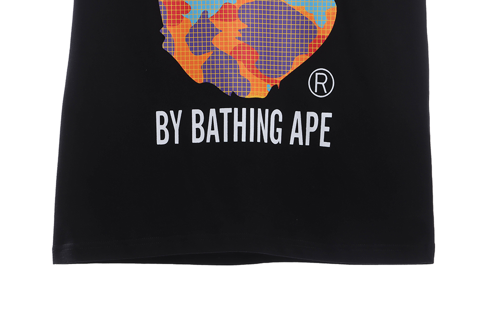 BAPE grid camouflage ape head short sleeve TSK1
