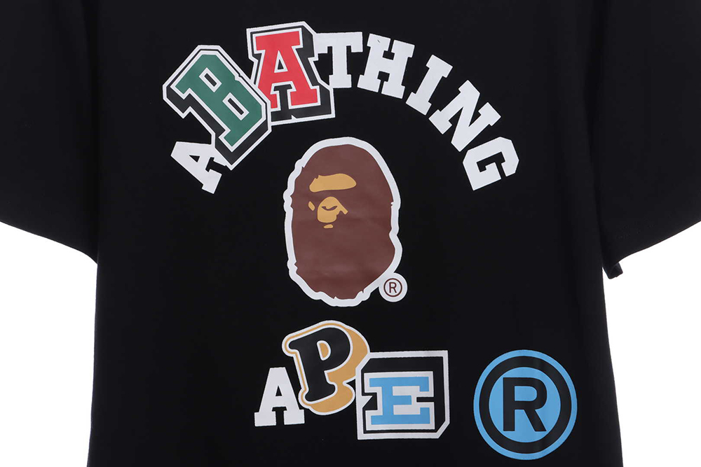 BAPE short sleeves with colorful print of the ape head logo