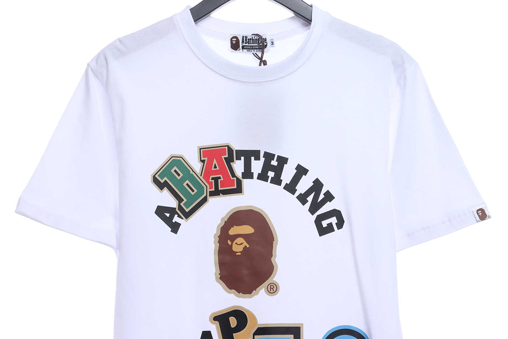 BAPE ape head logo color print short sleeve TSK1