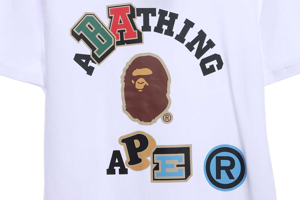 BAPE ape head logo color print short sleeve TSK1