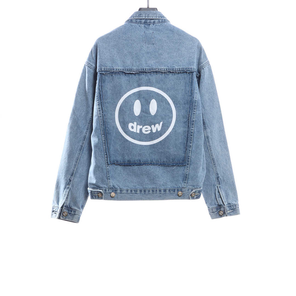 Drew Smiley Washed Distressed Denim Jacket