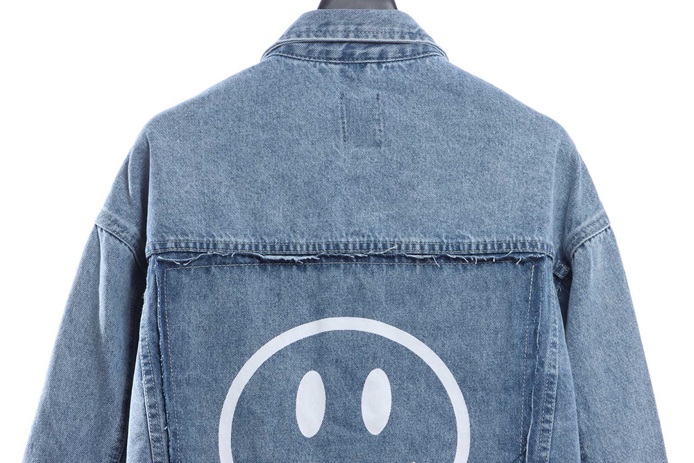 Drew Smiley Washed Distressed Denim Jacket
