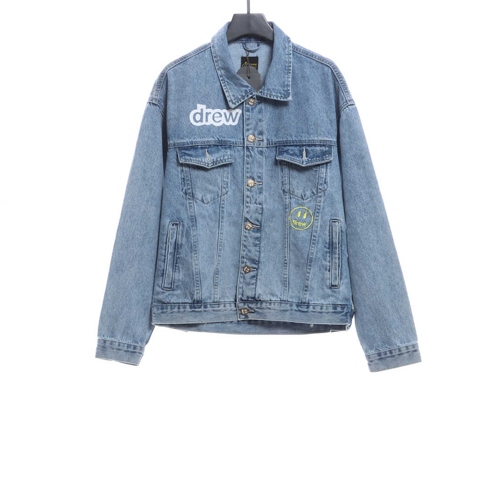 Drew Smiley Washed Distressed Denim Jacket