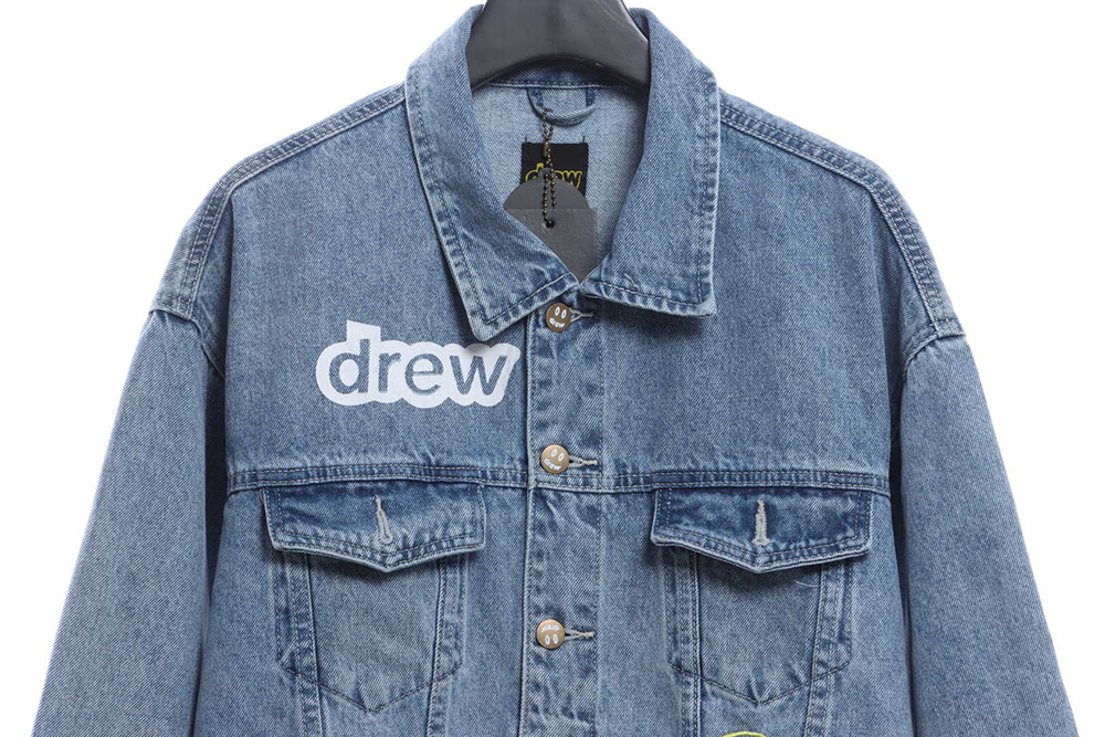 Drew Smiley Washed Distressed Denim Jacket