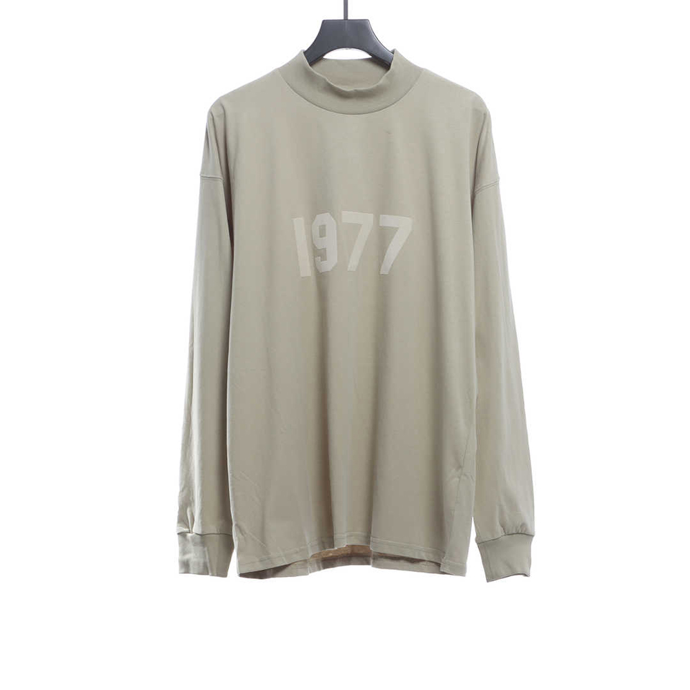 Double-line 1977 flocking print long-sleeved T