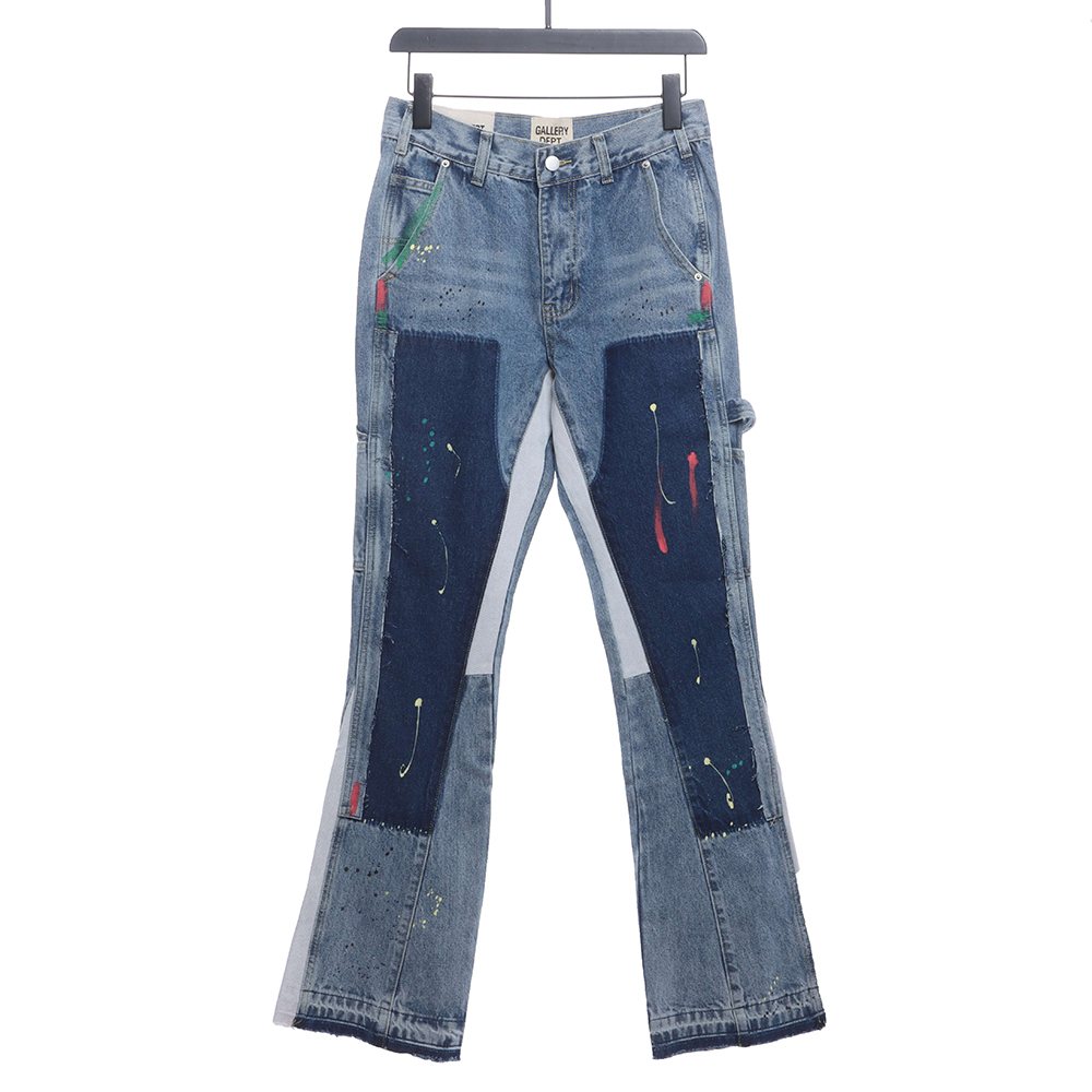 Gallery Dept splashed ink stitching contrast color denim trousers