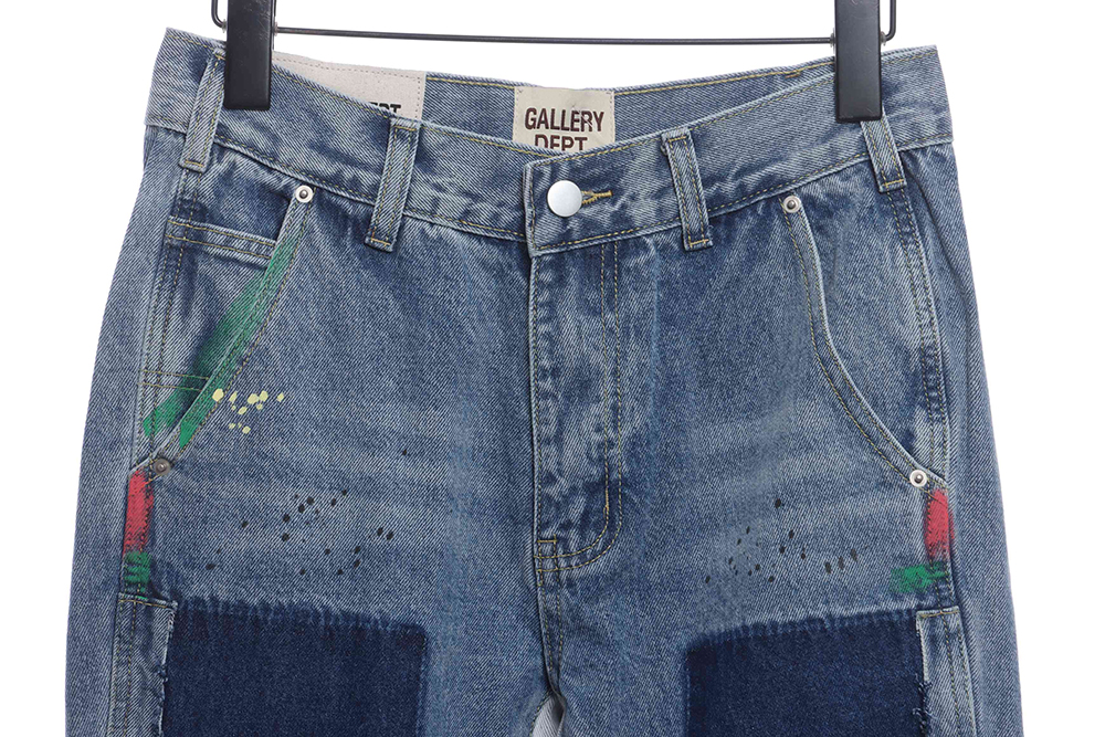 Gallery Dept splashed ink stitching contrast color denim trousers