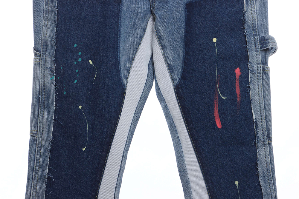 Gallery Dept splashed ink stitching contrast color denim trousers