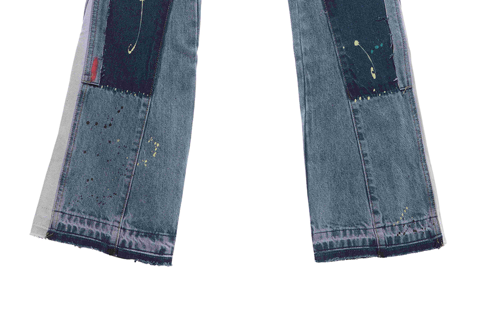Gallery Dept splashed ink stitching contrast color denim trousers