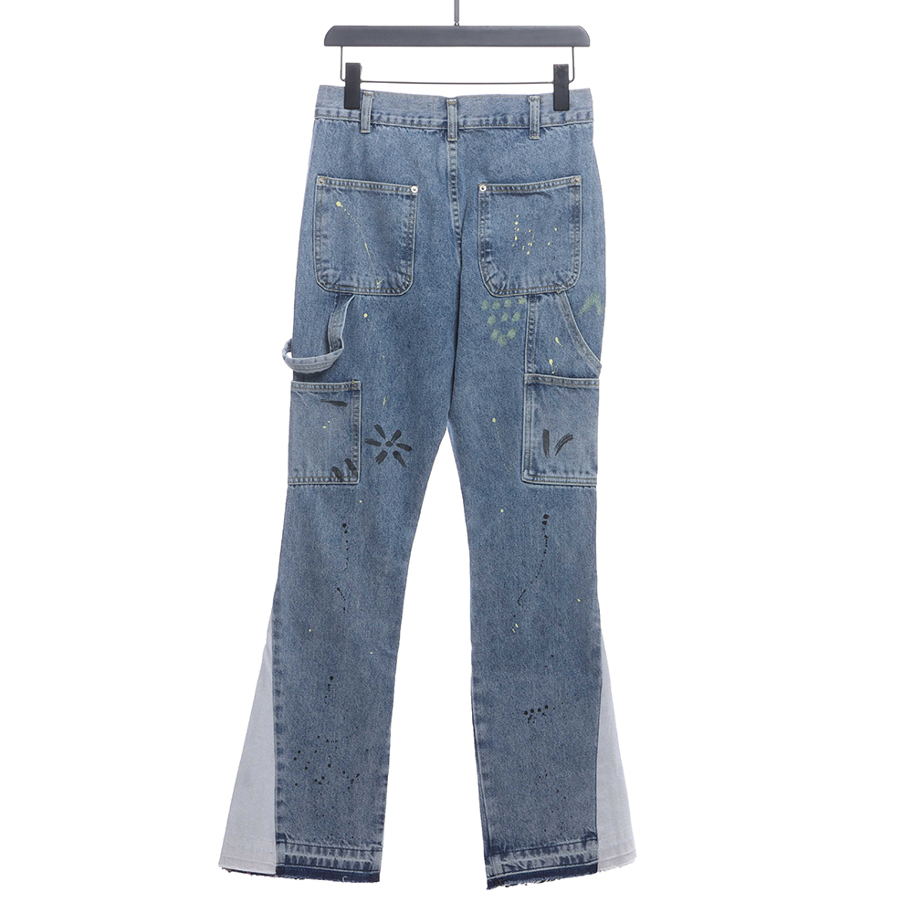 Gallery Dept splashed ink stitching contrast color denim trousers