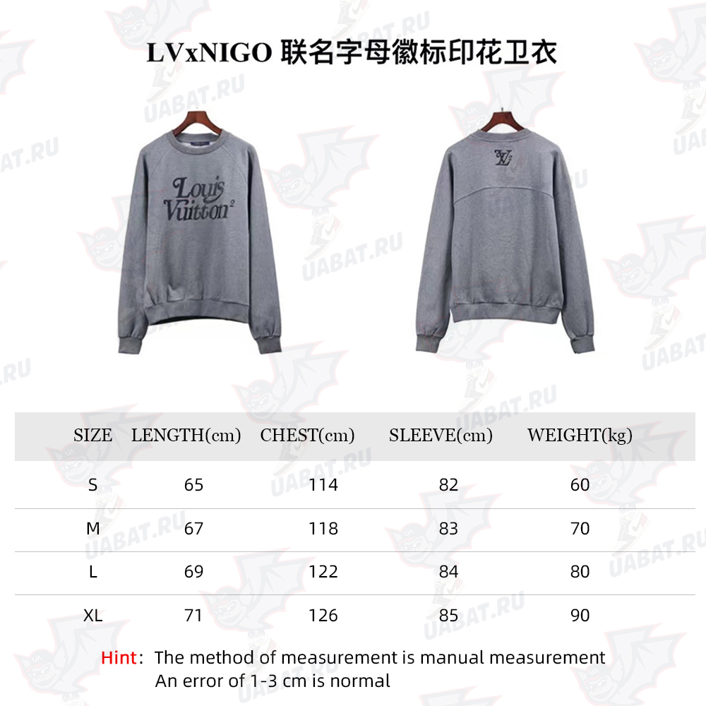 Louis Vuitton × Nigo Joint Gray Raglan Sleeve Round Neck Sweater