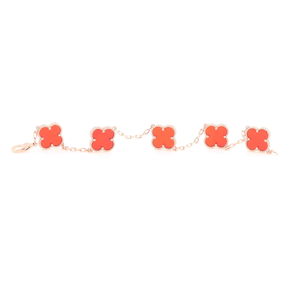 Van Cleef & Arpels Rose Gold Carnelian Bracelet