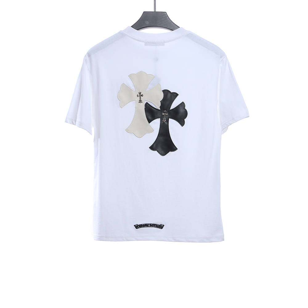 Chroe Hearts Black & White Leather Logo Short Sleeves