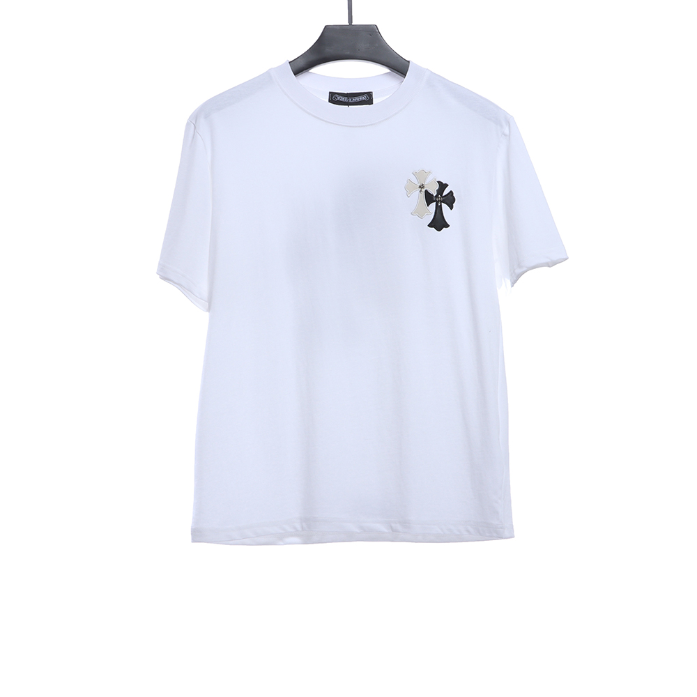 Chroe Hearts Black & White Leather Logo Short Sleeves