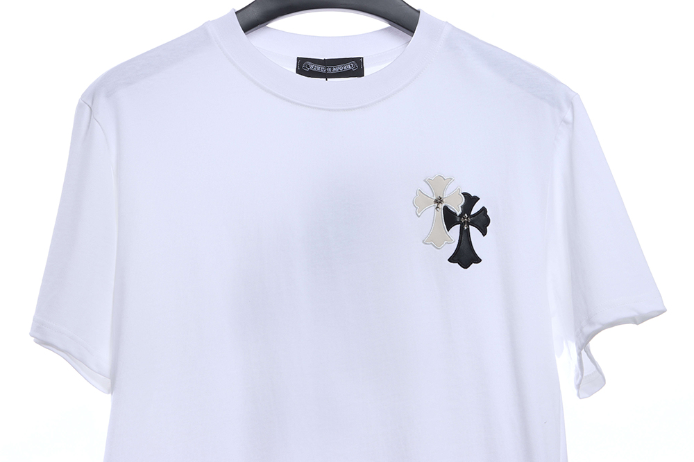 Chroe Hearts Black & White Leather Logo Short Sleeves