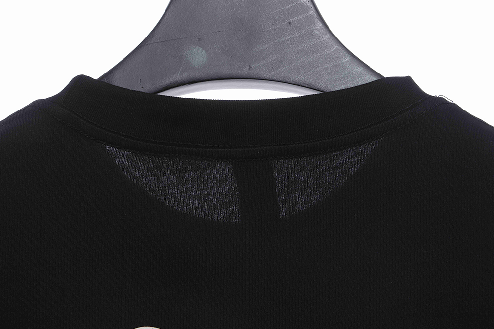 Chrome Hearts White and Black with Leather Iron Logo Short Sleeve TSK1