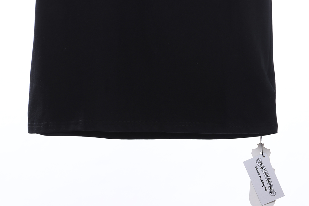 Chrome Hearts White and Black with Leather Iron Logo Short Sleeve TSK1