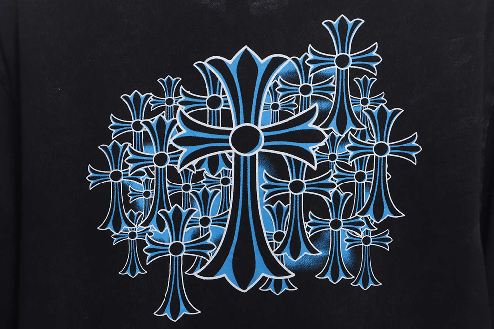 Chrome Hearts Ice Blue Cross Washed Short Sleeves