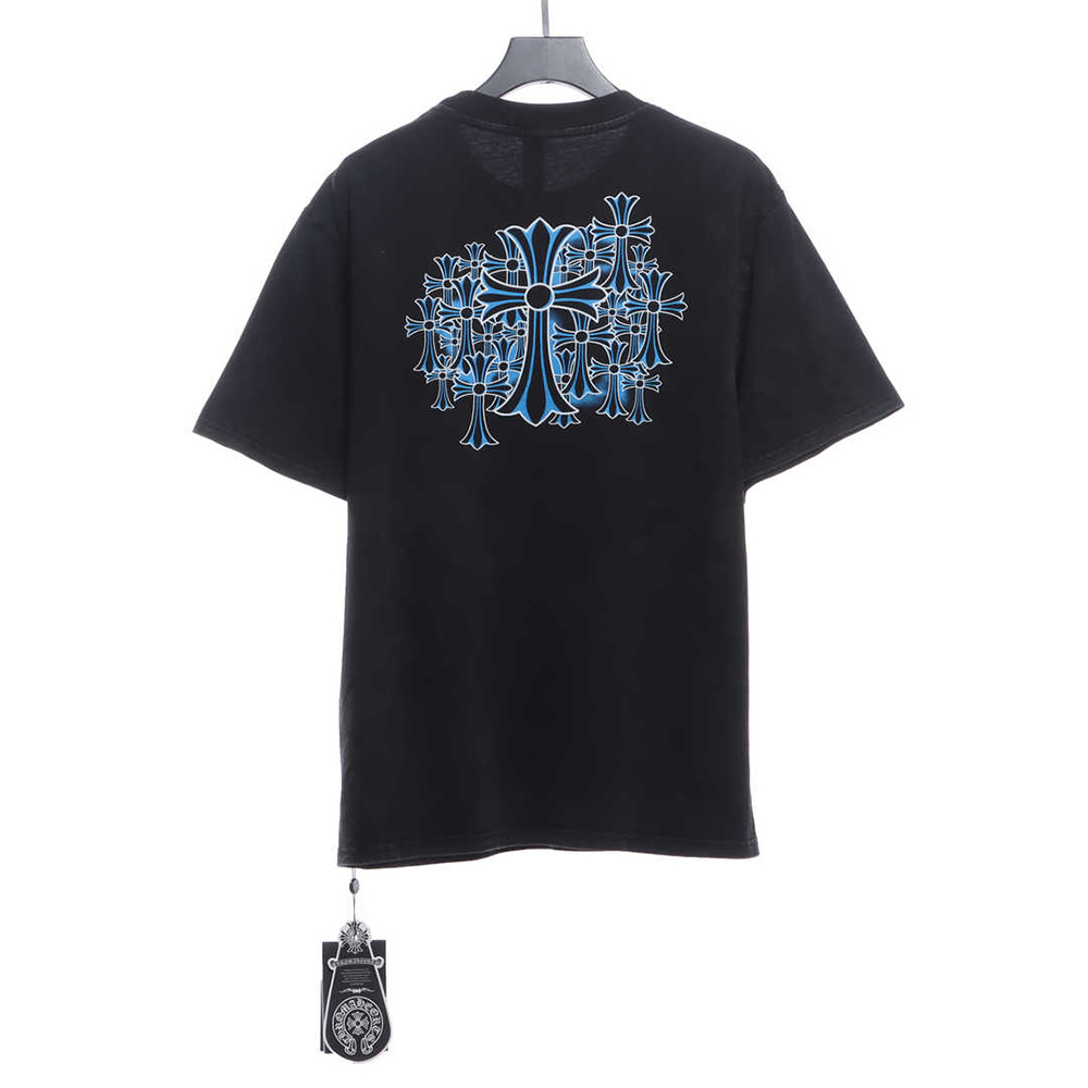 Chrome Hearts Ice Blue Cross Washed Short Sleeves