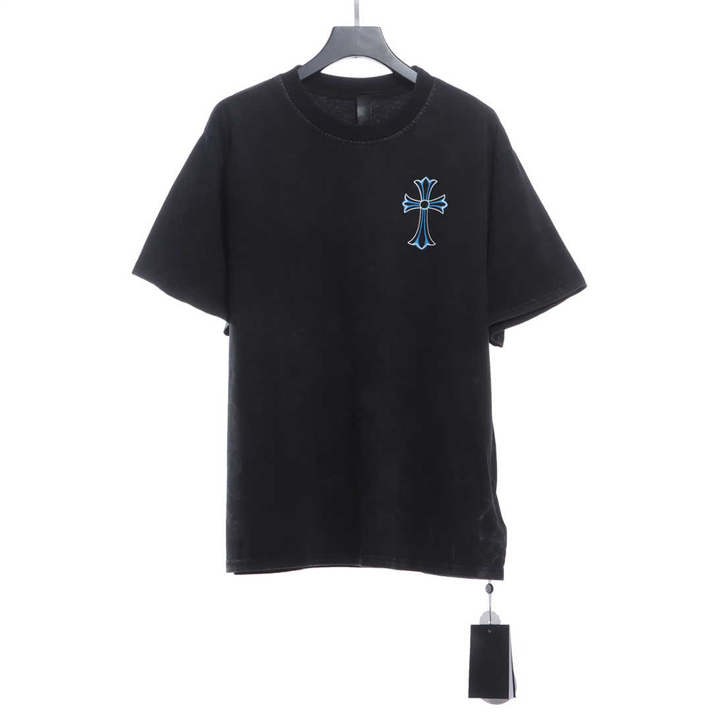 Chrome Hearts Ice Blue Cross Washed Short Sleeves